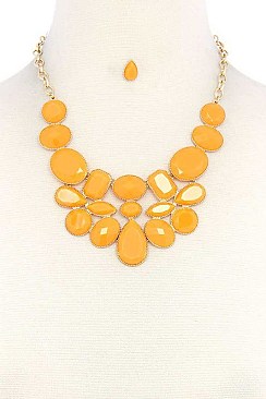 POSH GEOMETRIC BEADED STATEMENT NECKLACE JY-DN2710