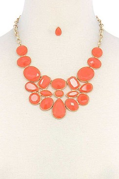 POSH GEOMETRIC BEADED STATEMENT NECKLACE JY-DN2710