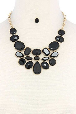 POSH GEOMETRIC BEADED STATEMENT NECKLACE JY-DN2710