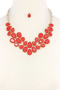 POSH TEARDROP GEMS STATEMENT NECKLACE JY-DN2694