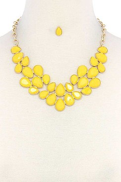 POSH TEARDROP GEMS STATEMENT NECKLACE JY-DN2694