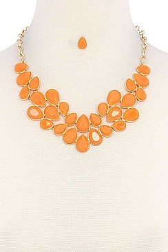 POSH TEARDROP GEMS STATEMENT NECKLACE JY-DN2694