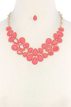 POSH TEARDROP GEMS STATEMENT NECKLACE JY-DN2694