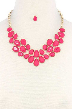 POSH TEARDROP GEMS STATEMENT NECKLACE JY-DN2694