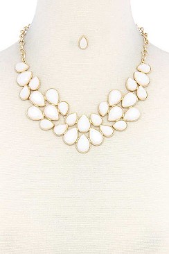 POSH TEARDROP GEMS STATEMENT NECKLACE JY-DN2694