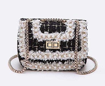 Trendy Tweed Fuzzy Iconic Swing Bag