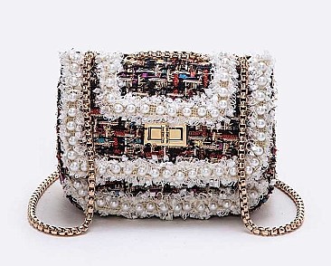 Trendy Tweed Fuzzy Iconic Swing Bag