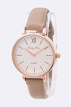 Chic Textured Leather Band Fashion Watch LA-8810