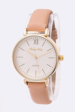 Chic Textured Leather Band Fashion Watch LA-8810