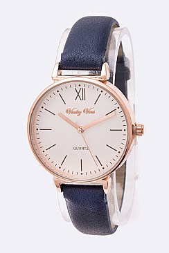 Chic Textured Leather Band Fashion Watch LA-8810
