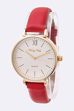 Chic Textured Leather Band Fashion Watch LA-8810