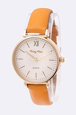 Chic Textured Leather Band Fashion Watch LA-8810