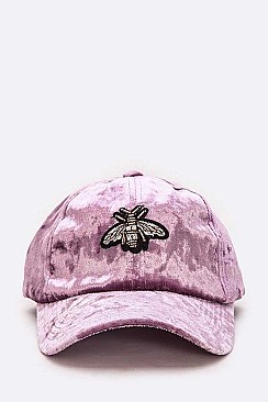 DISTRESSED BEE EMBELLISHED VELOUR CAP