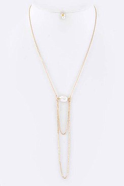 Chic Precious Cultured Pearl Layer Chain Necklace Set LA-NS4058