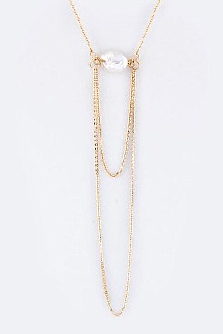 Chic Precious Cultured Pearl Layer Chain Necklace Set LA-NS4058