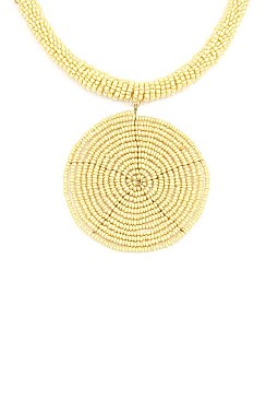 STYLISH BEADED CIRCLE PENDANT FASHION NECKLACE JY-QNE-10608