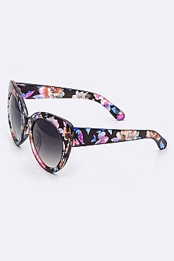 Pack of 12 Pieces Floral Pattern Cat Eye Sunglasses