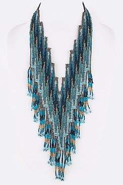 Large Bib Style Layers Beads Tribal Statement NECKLACE LA-AN11168B