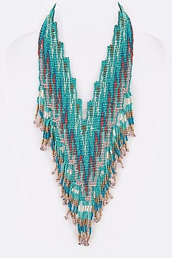 Large Bib Style Layers Beads Tribal Statement NECKLACE LA-AN11168B