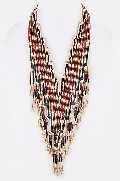 Large Bib Style Layers Beads Tribal Statement NECKLACE LA-AN11168B