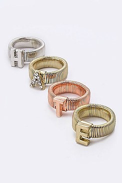 Set of (4Pieces) H.A.T.E. Tri-Tone Stretch Rings LAYRHJ2474