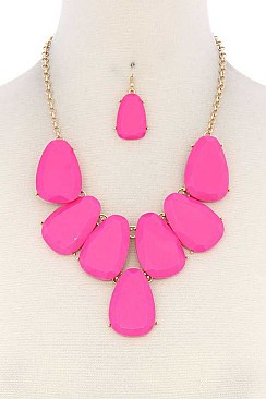 POSH CHUNKY OVAL STATEMENT NECKLACE SET LA-MNE6432