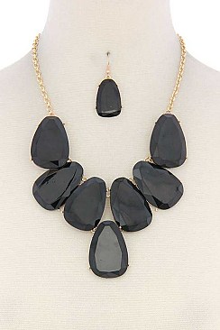 POSH CHUNKY OVAL STATEMENT NECKLACE SET LA-MNE6432