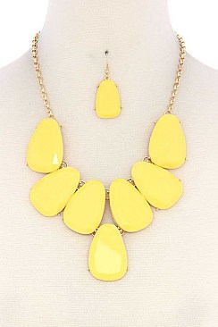 POSH CHUNKY OVAL STATEMENT NECKLACE SET LA-MNE6432