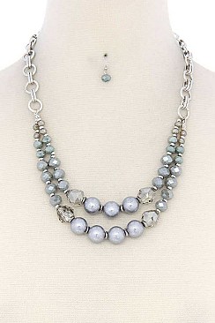 PRISTINE BEADS LAYERED NECKLACE SET JY-NE-5609
