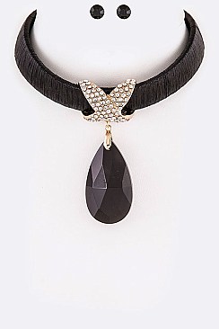 Large Crystal Teardrop Necklace Set LAKS7113