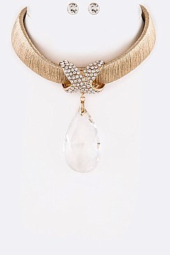Large Crystal Teardrop Necklace Set LAKS7113
