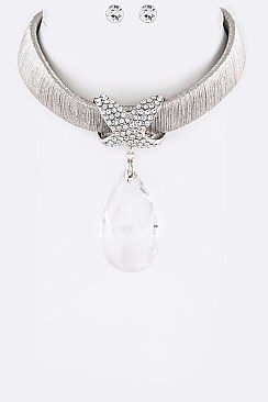 Large Crystal Teardrop Necklace Set LAKS7113