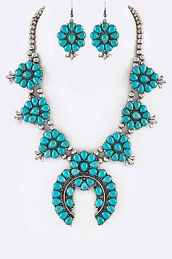 Fab Squash Blossom Western Necklace Set LAAS5834