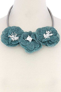 CHIC WEAVE FABRIC FLORAL BIB NECKLACE JY-JCH-0013