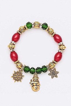 Pack of 12 Decorative Christmas Charm Bracelet Set