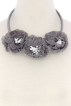 CHIC WEAVE FABRIC FLORAL BIB NECKLACE JY-JCH-0013