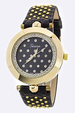 Fashionable Paved Crystals Fashion Watch LA-2491