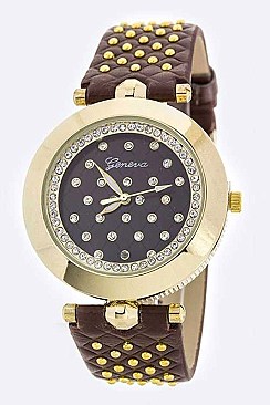 Fashionable Paved Crystals Fashion Watch LA-2491