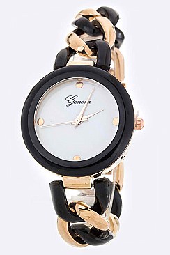 Glam 2-Tone Chain Bracelet Fashion Watch