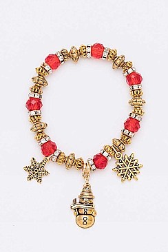 Pack of 12 Glittery Christmas Charm Bracelet Set