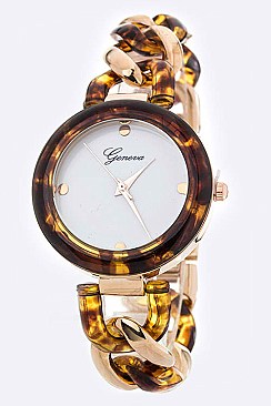 Glam 2-Tone Chain Bracelet Fashion Watch