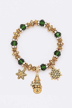 Pack of 12 Glittery Christmas Charm Bracelet Set