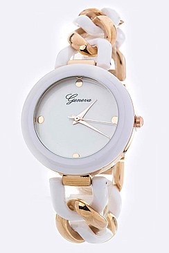 Glam 2-Tone Chain Bracelet Fashion Watch