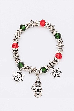 Pack of 12 Glittery Christmas Charm Bracelet Set