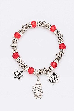 Pack of 12 Glittery Christmas Charm Bracelet Set
