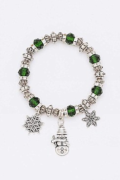 Pack of 12 Glittery Christmas Charm Bracelet Set