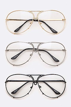 Pack of 12 Aviator Clear Lens Optical Glasses