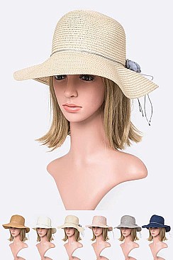 Pack of 12 (pieces) Assorted Flower Accent Straw Sun Hat LABB4167