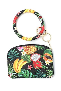 KEY RING TROPICAL FRUIT PRINT POUCH