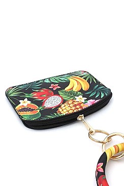 KEY RING TROPICAL FRUIT PRINT POUCH